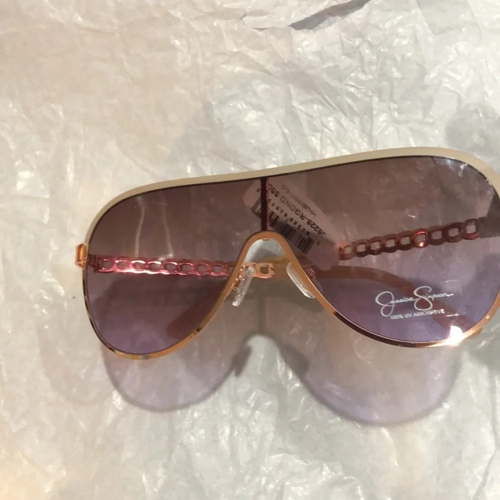 Jessica Simpson J6228 nude gray‎ rose gold Metal Shield Aviator Pilot Sunglasses